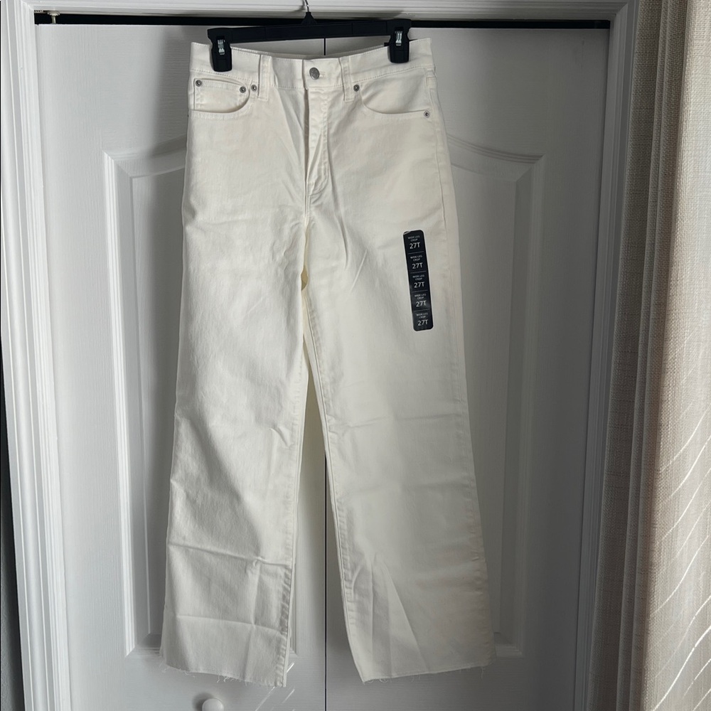J. Crew Cream Wide-Leg Crop Denim Jeans